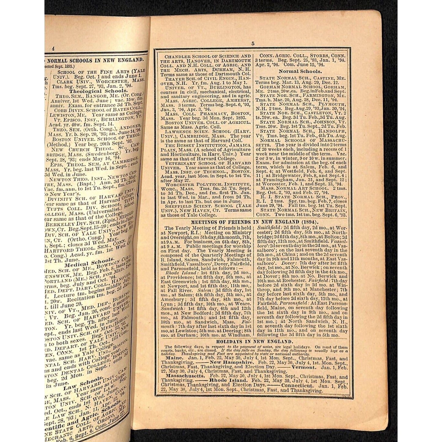 1894 Old Farmer's Almanac 48pp William Ware & Co., Boston / Columbia Bicycles Ad