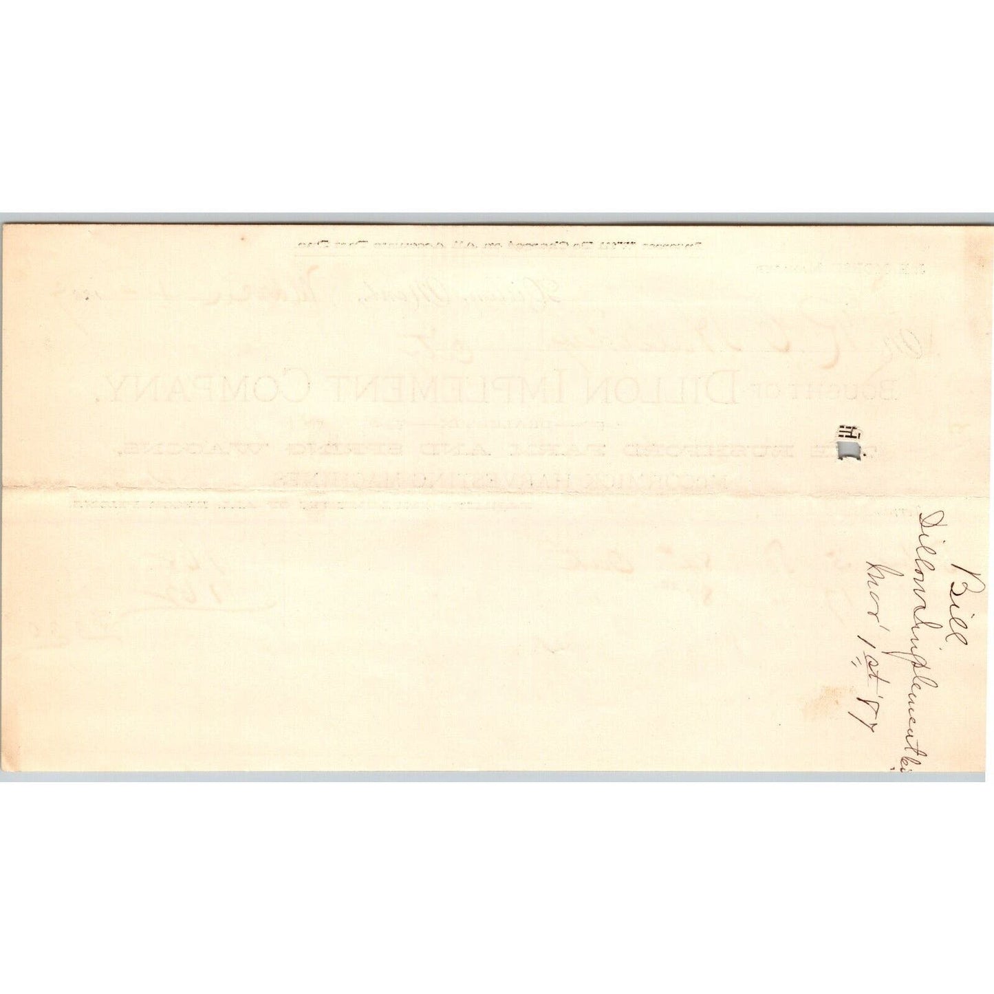 Dillon, MT Dillon Implement Co. Rushford Wagons 1887 Billhead R.C. Halliday*