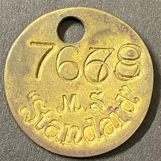 Mining Related ? M.S. Standard Brass Tool Check Token "76XX" 28.5mm +Blank (#4)
