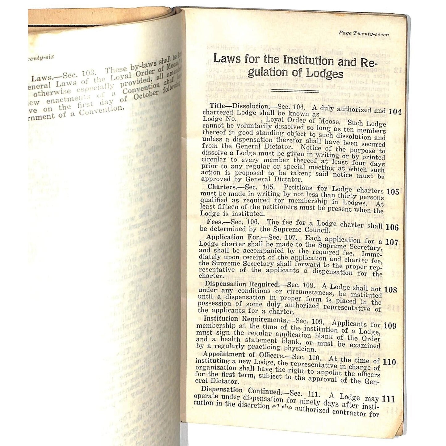 1923 General Law of the Loyal Oder of Moose 96pp