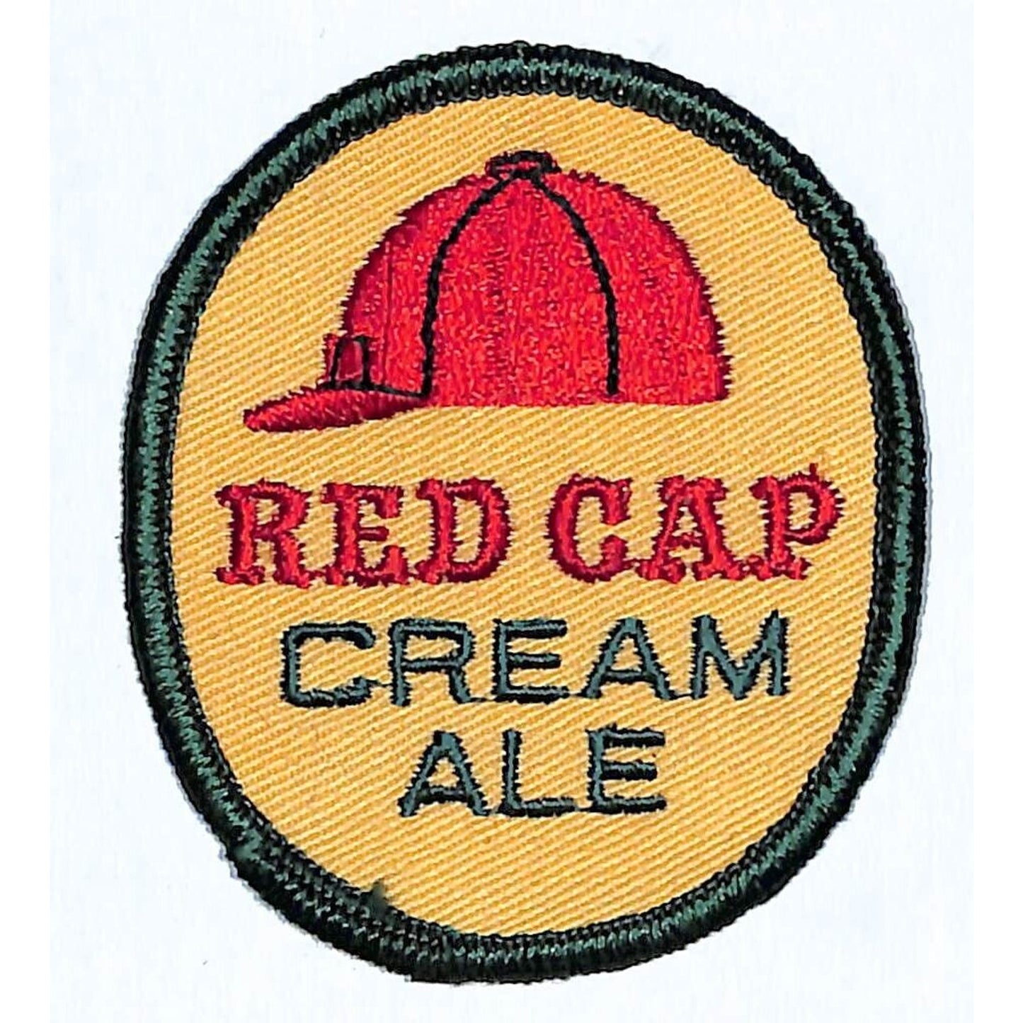 Red Cap Cream Ale Beer Patch Embroidered Vintage 2 1/2" x 3" c1970's Scarce