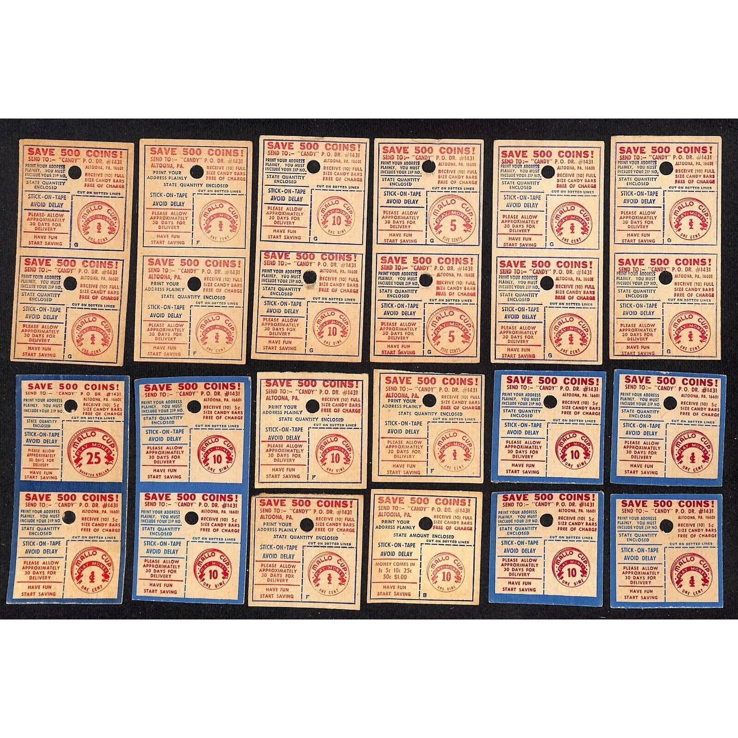 16 Mallo Cup Free Candy Play Money Mail In Single& Double Coupons c1964 (#6)