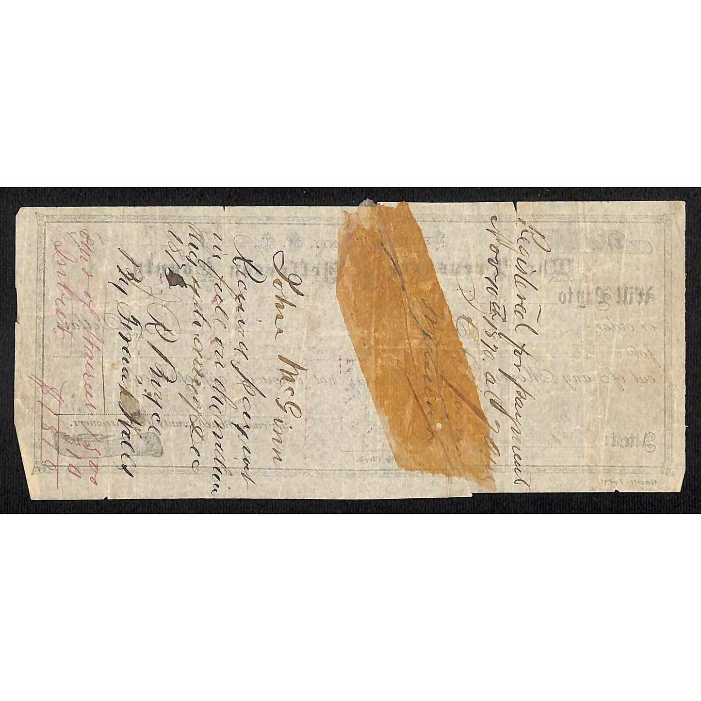 1870 Treasurer of Jefferson County Montana Territory Treasury Draft w/ Repair