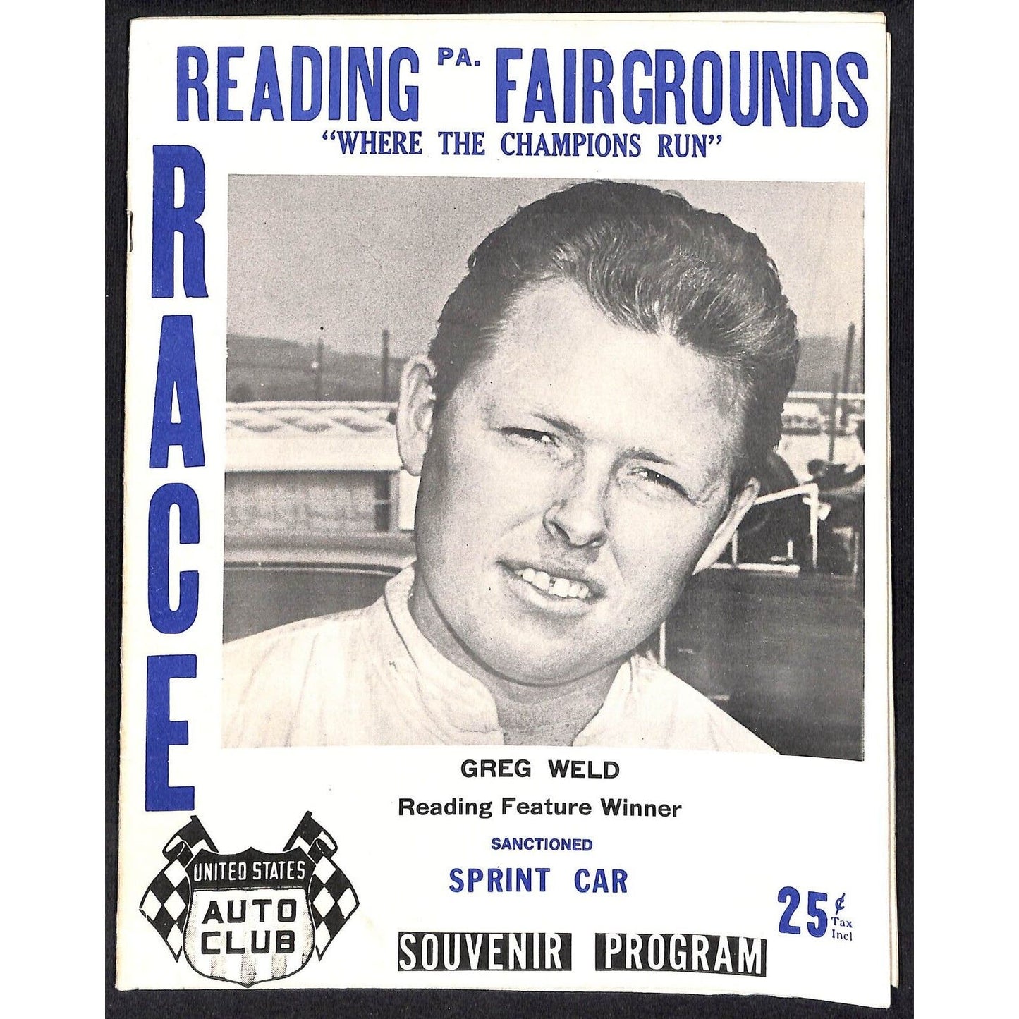 Reading Fairgrounds 1967 USAC Auto Races Program Sprint Car Greg Weld 12pp*
