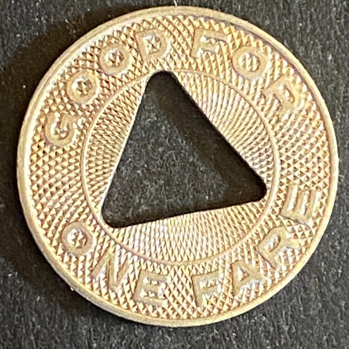 Benton Harbor & St. Joe Mich. G/F One Fare Transit Token 16mm Triangle (#1)