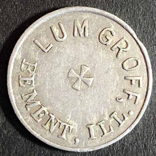 Bement, Il Lum Groff (Rest. / Livery) Alum. G/F 5c Trade Token 18.6mm c1905-15