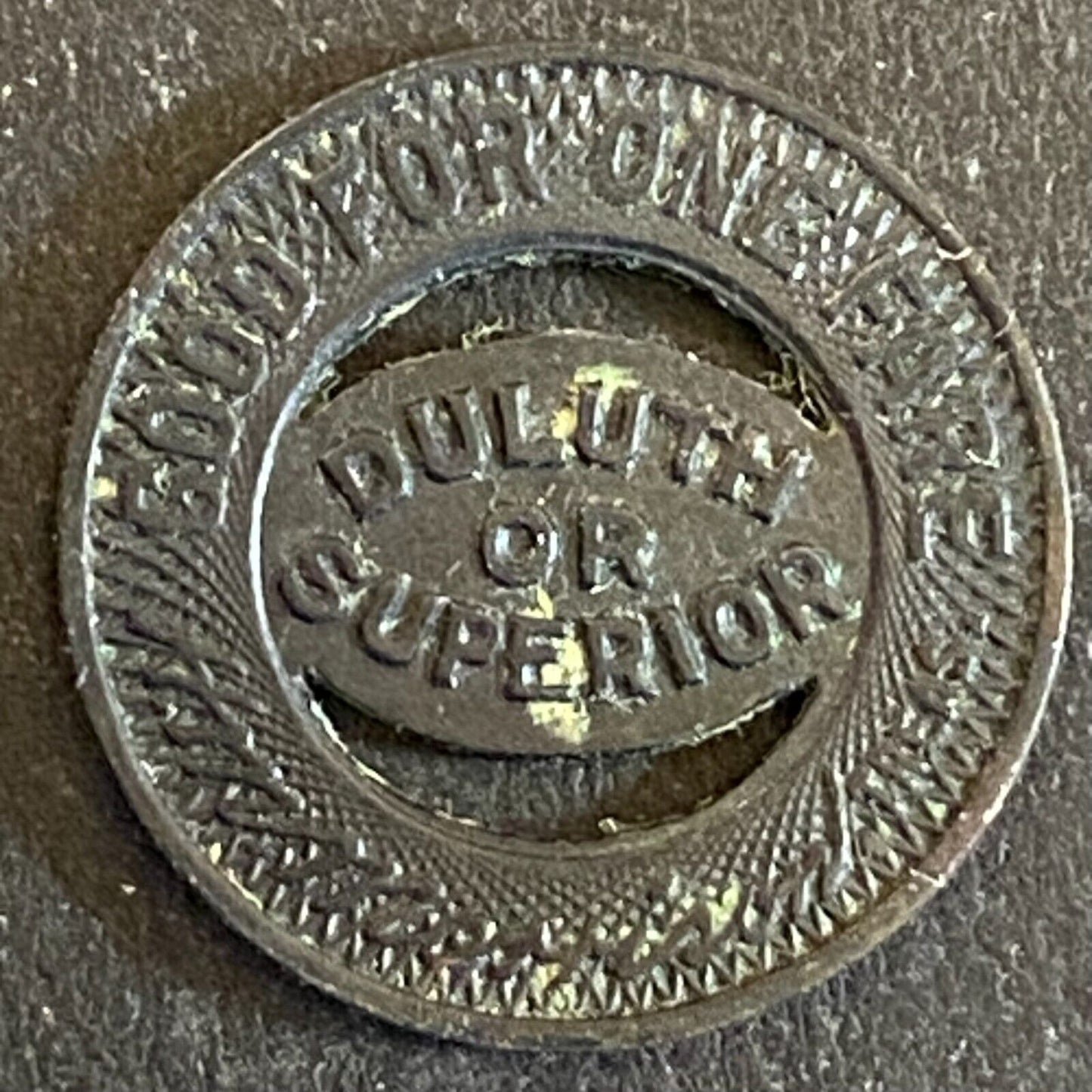 Duluth Street Railway Company c1926 "G/F One Fare" or Superior Token 16mm Scarce