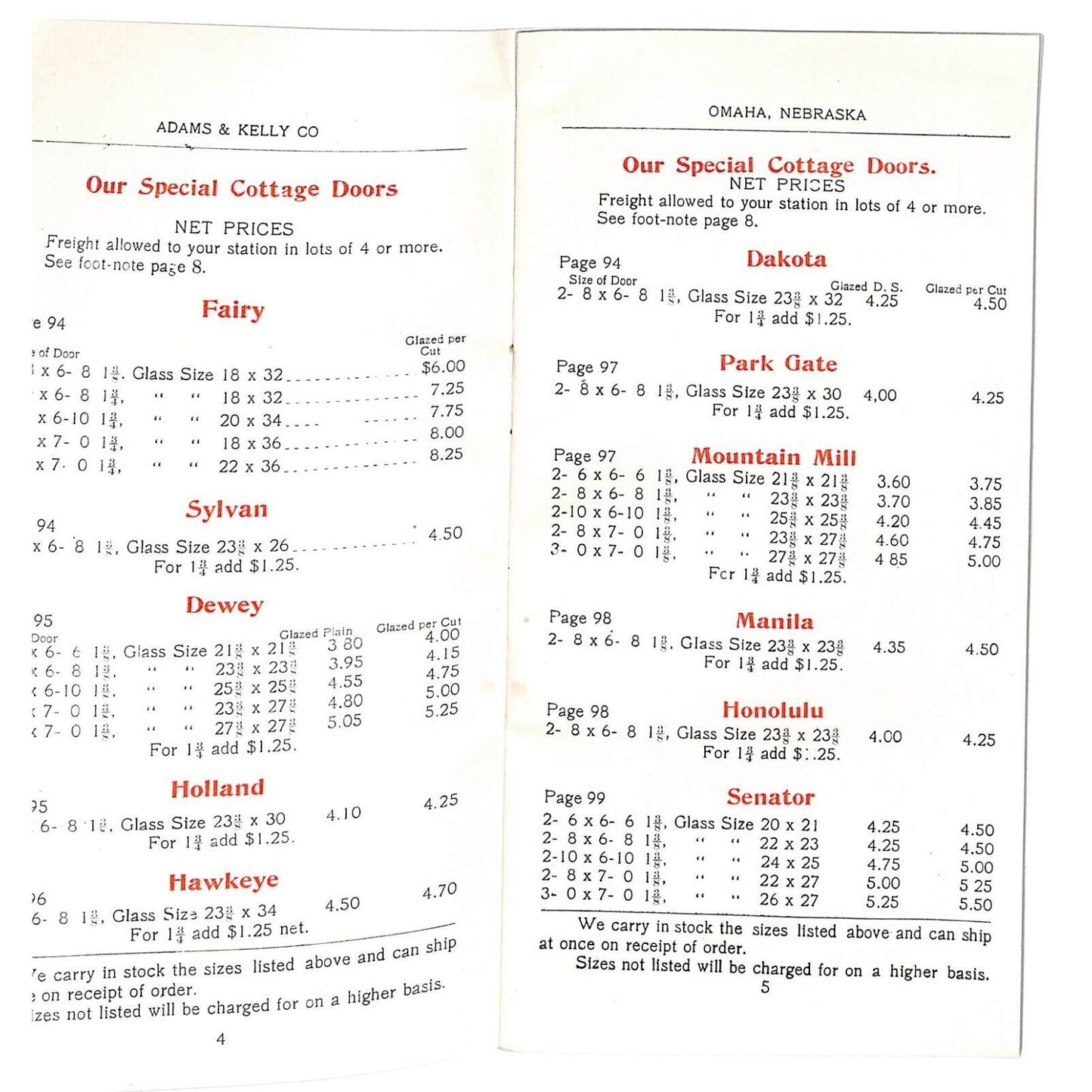 Adams & Kelly Co. Omaha, NE Sash Doors Mill Work 1906 Catalog 28 pp VGC Scarce