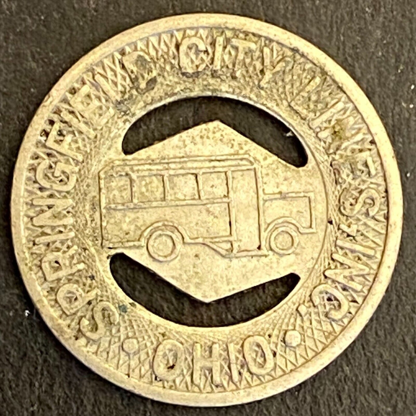Springfield City Lines Ohio G/F One Fare Bus Transit Token 16mm