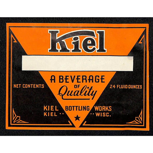 Kiel Beverage Label Kiel Bottling Works Kiel, WI c1930's VGC Scarce