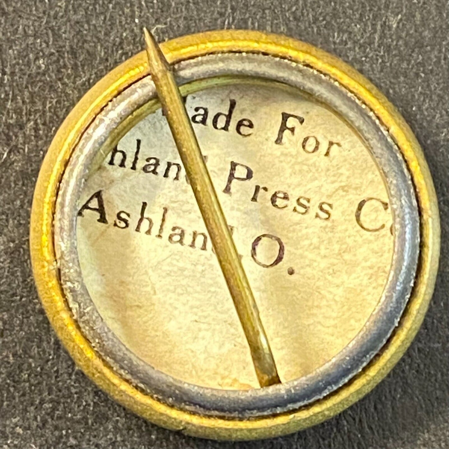"Old Glory First" Flag Patriotic Steel Celluloid Pinback 18.5mm WWI Era Scarce
