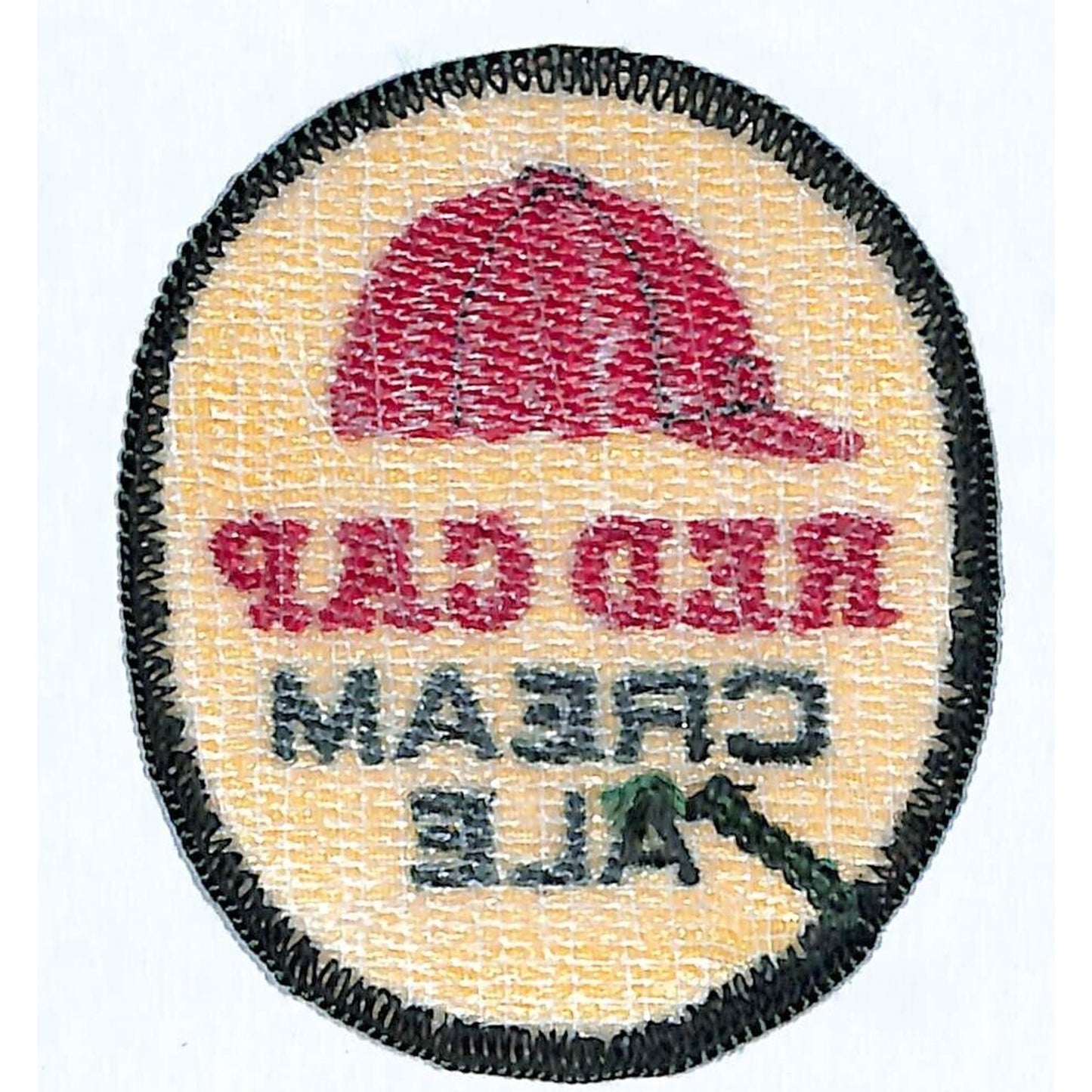 Red Cap Cream Ale Beer Patch Embroidered Vintage 2 1/2" x 3" c1970's Scarce