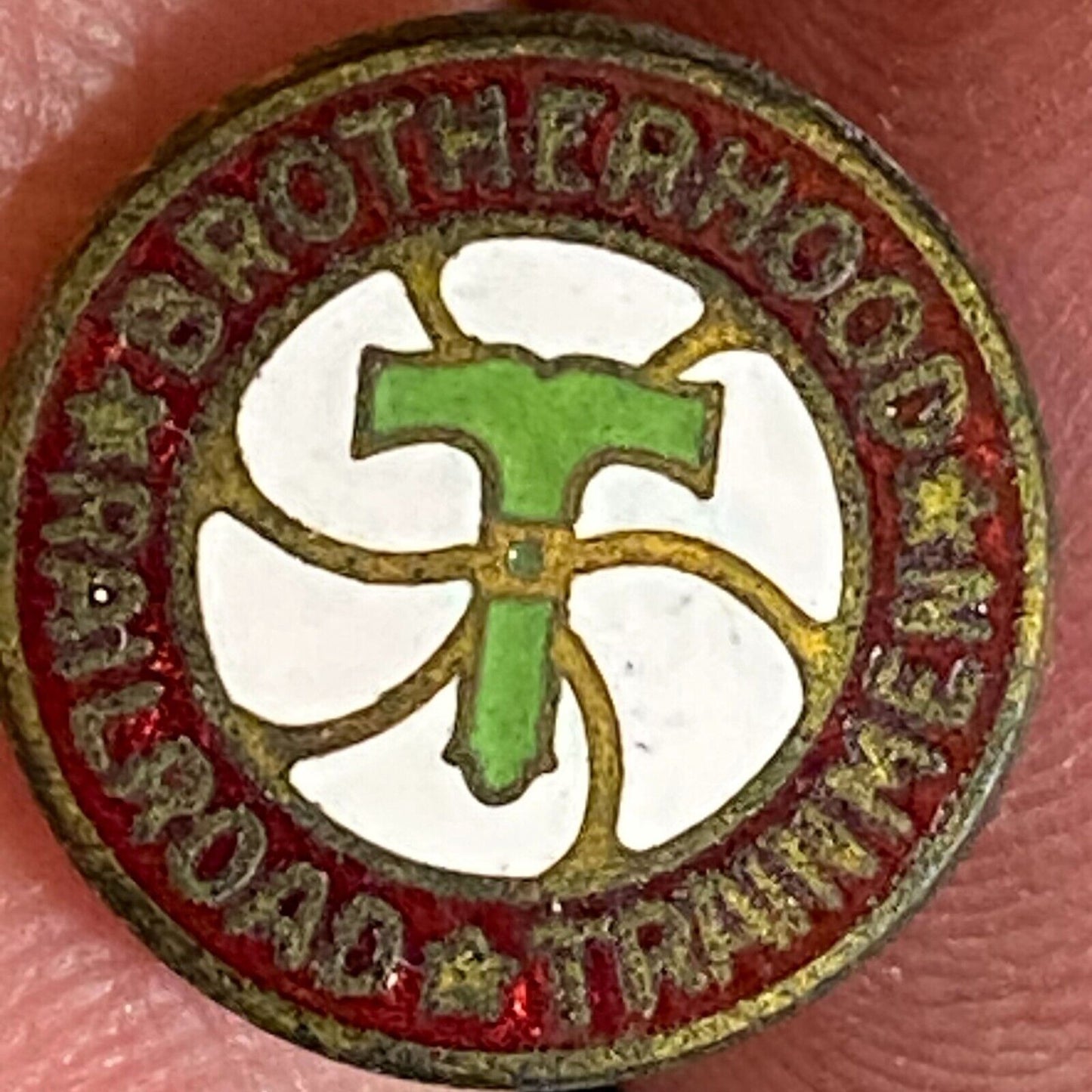 Brotherhood of Railroad Trainmen Color Enameled Lapel Pin 13mm c1935-45