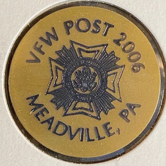 Meadville, PA VFW Post 2006 c1980's Plastic Token "$1.75 Drink"