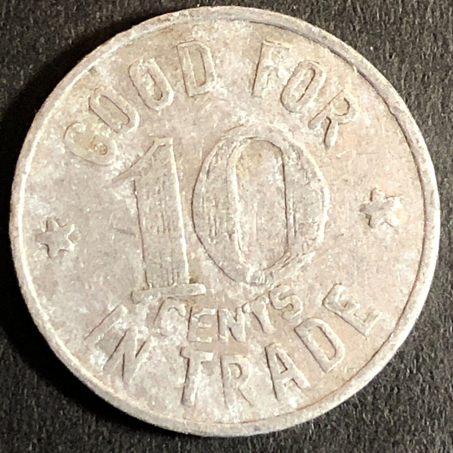 Dunlap (Charles / Cigars) c1920's - G/F 10c Alum Trade Token 21mm Woodland CA