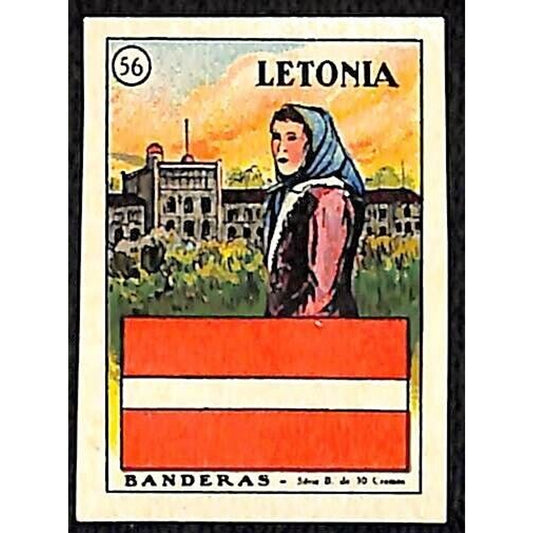 Latvia Country Banderas / Flag Matchbox Label Series Vintage #56