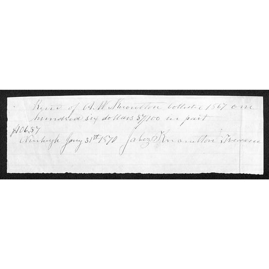 1863 Jabez Knowlton* Newburgh, ME J.B. Morse & Co. Hand Written Receipt for Axes