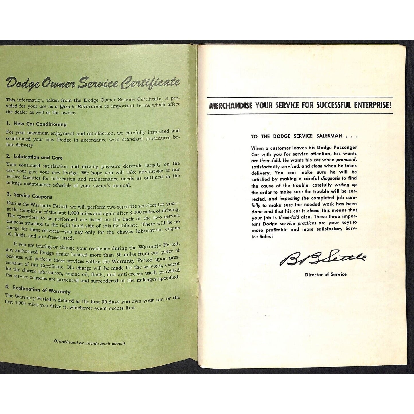 c1953 Dodge Passenger Car Service Manual D44 D46 D47 D48 Booklet 103pp Scarce