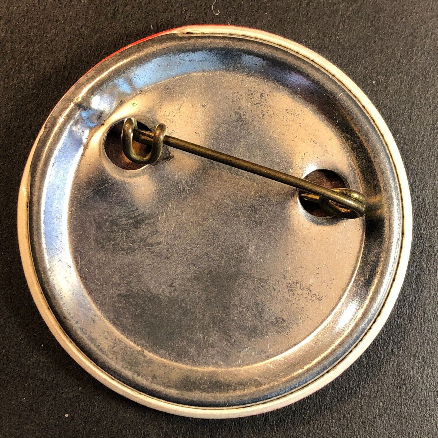 "Time for Rug Cleaning" Clockface Steel Pinback Button c1940's-50's 1 7/8"