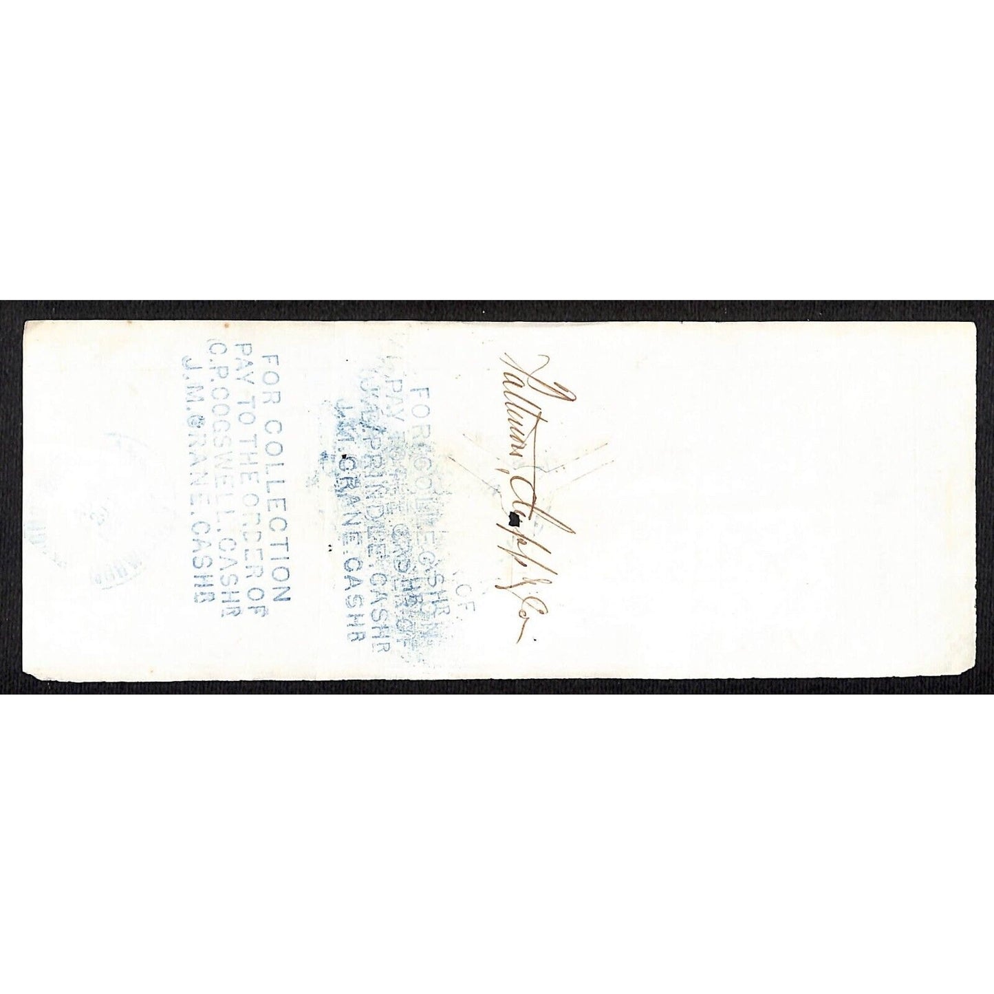 James A. Bill* 1875 Thames National Bank Lyme CT on Rev Stamp Check Stock (#20)