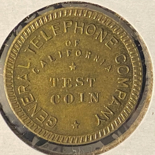 General Telephone Company of California Test Coin Brass 18mm 2.2g VGC Scarce