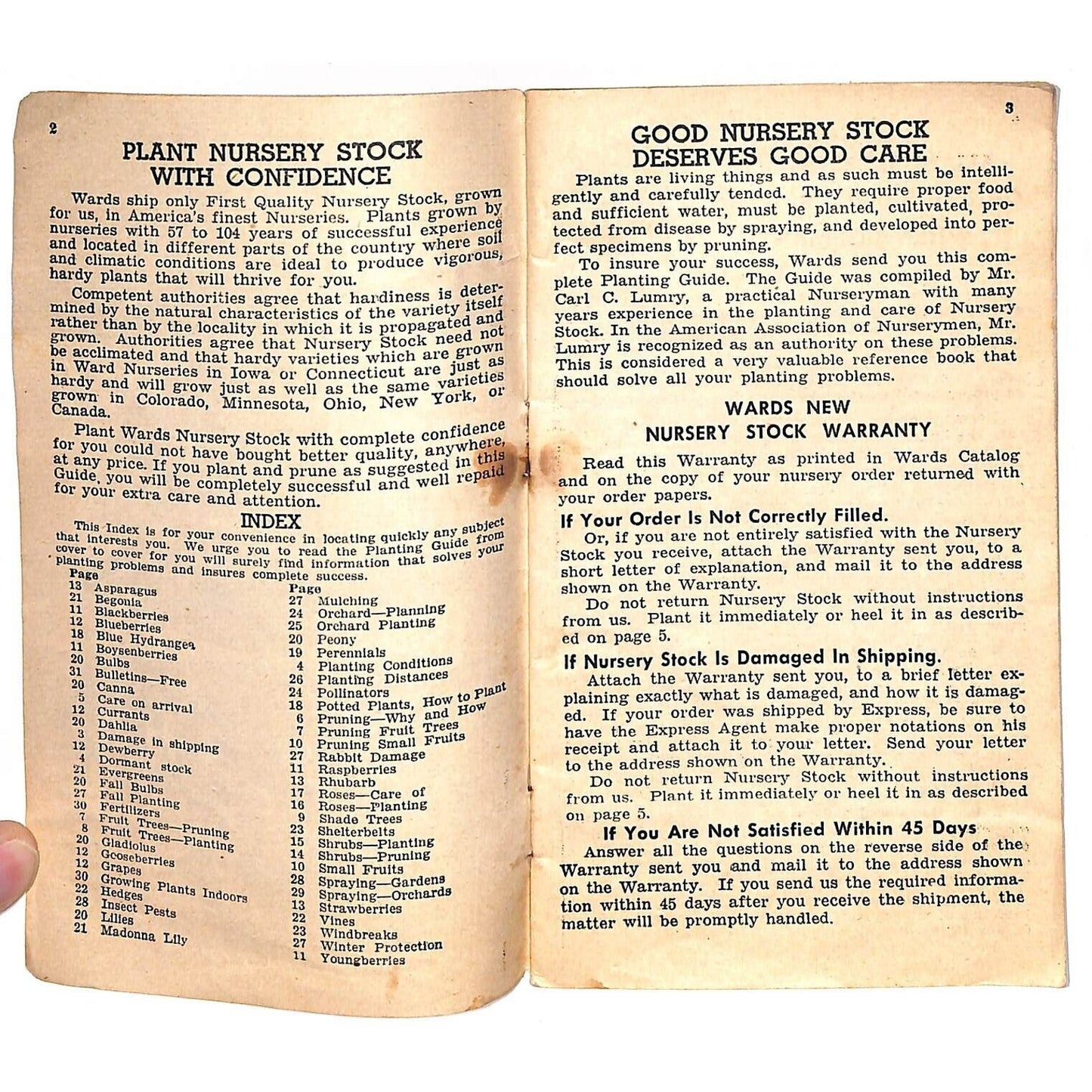 1942 Mongomery Wards Planting Guide Fertilizers Illustrations Booklet 31pp