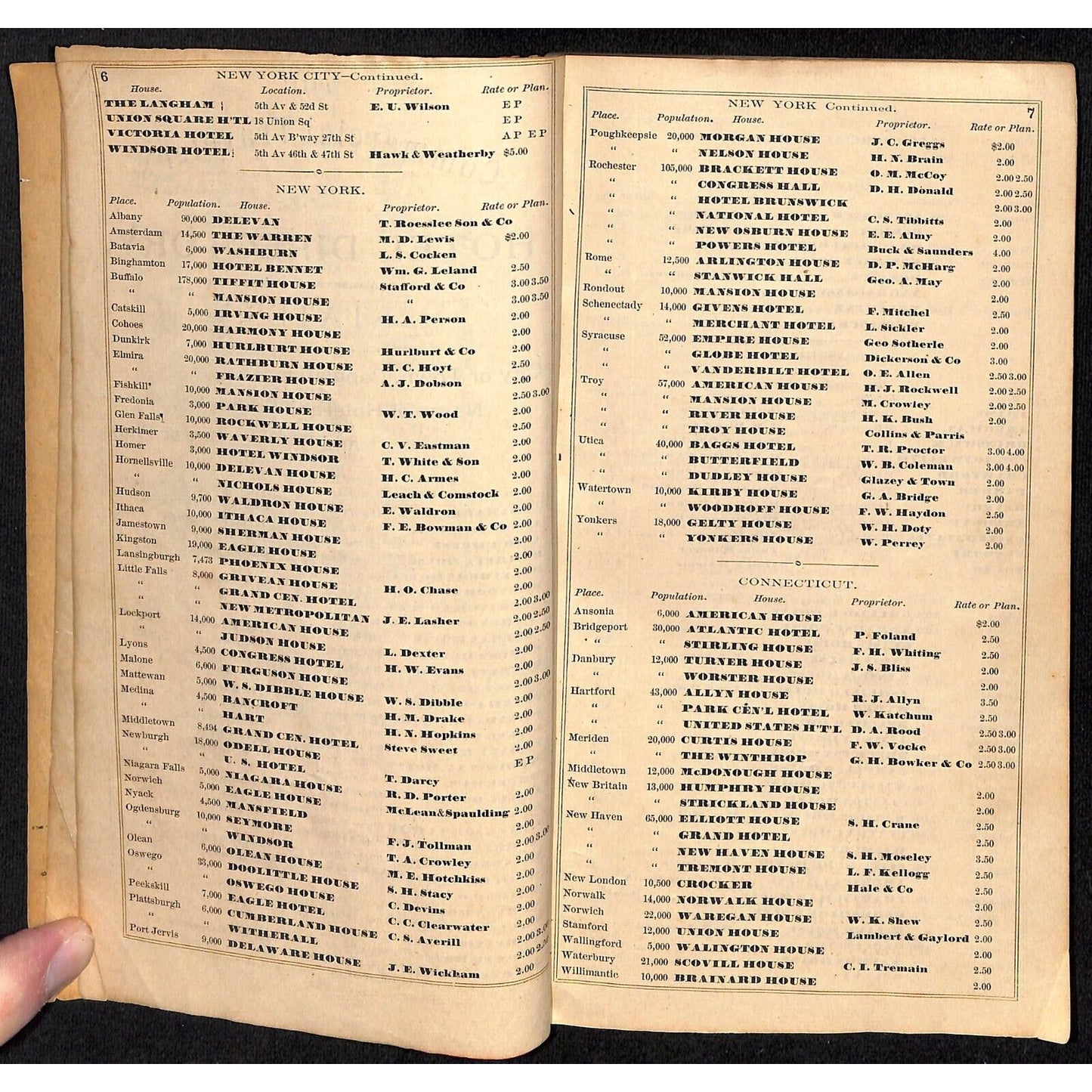 1885 Commercial Travelers Railroad Guide & Hotel Directory NY & NE States 112pp