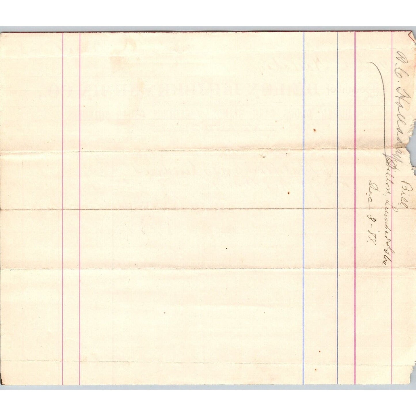 Dillon, MT Dillon Lumber & Grain Co. Doors Sash 1888 Billhead R.C. Halliday*