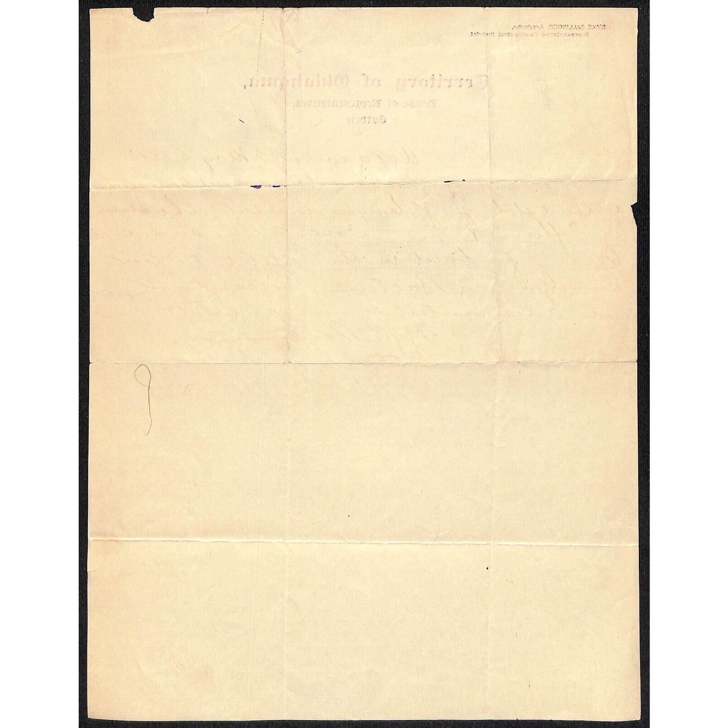 1903 Guthrie Territory of Oklahoma House of Representative ALS Letterhead