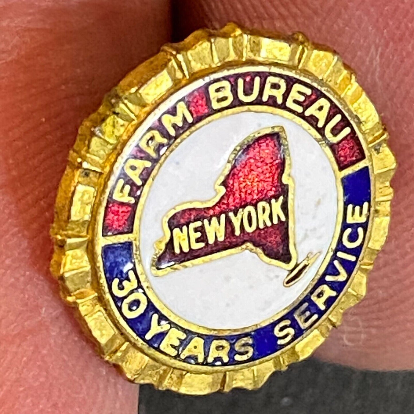 New York Farm Bureau 30 Years Service Color Enameled Lapel Pin 14mm