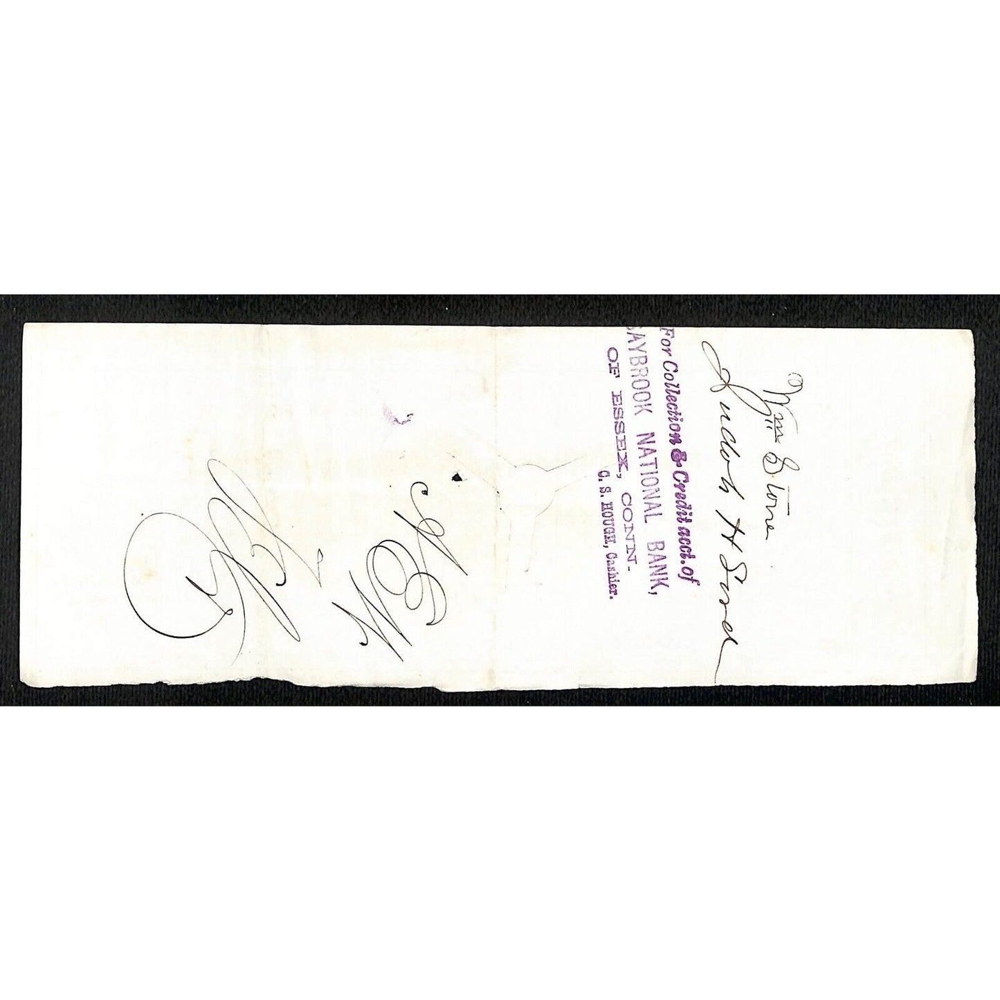 James A. Bill* 1875 Thames National Bank Lyme CT on Rev Stamp Check Stock (#21)