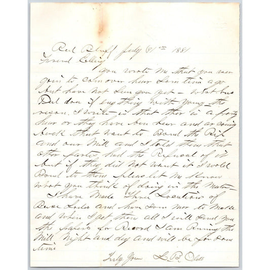 1881 L.B. Olds** Red Bluff, MT ALS to Henry Elling* Virginia City, MT