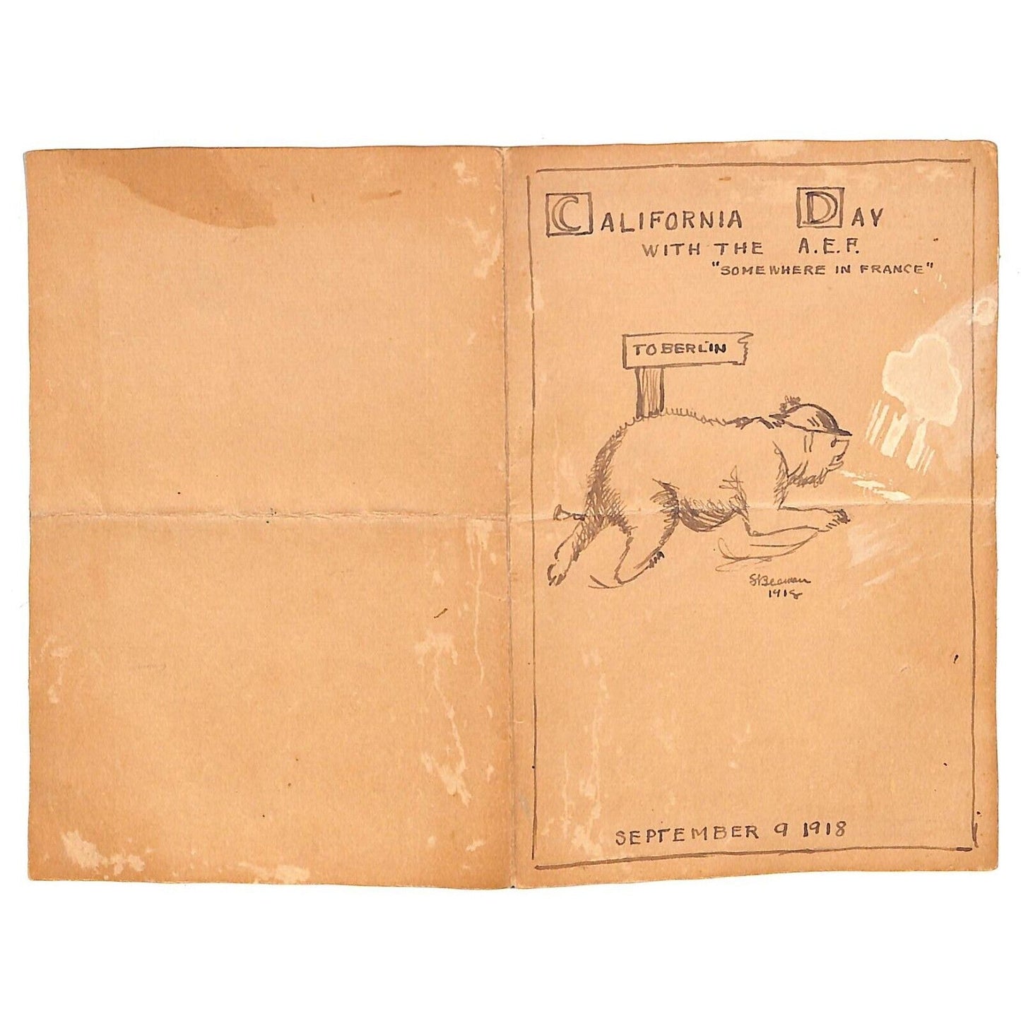 California Day in the A.E. F. "Somewhere in France" WWI Menu - List of Attendees
