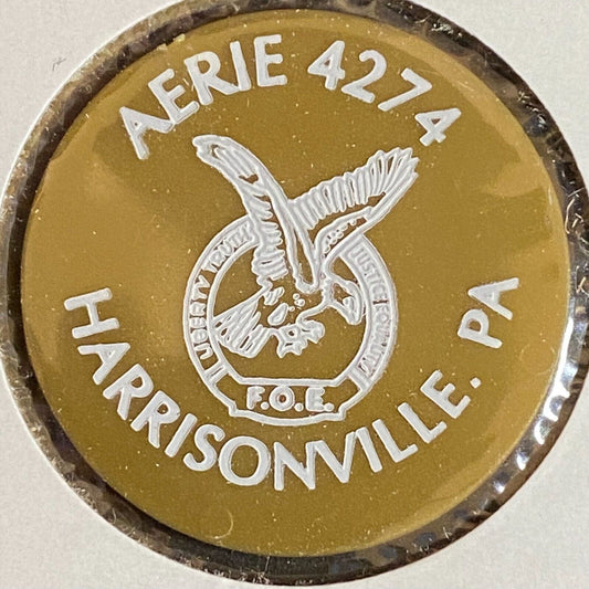 Harrisonville, F.O.E. #4274 c1970's-80's Plastic "G/F One Top Shelf" Token