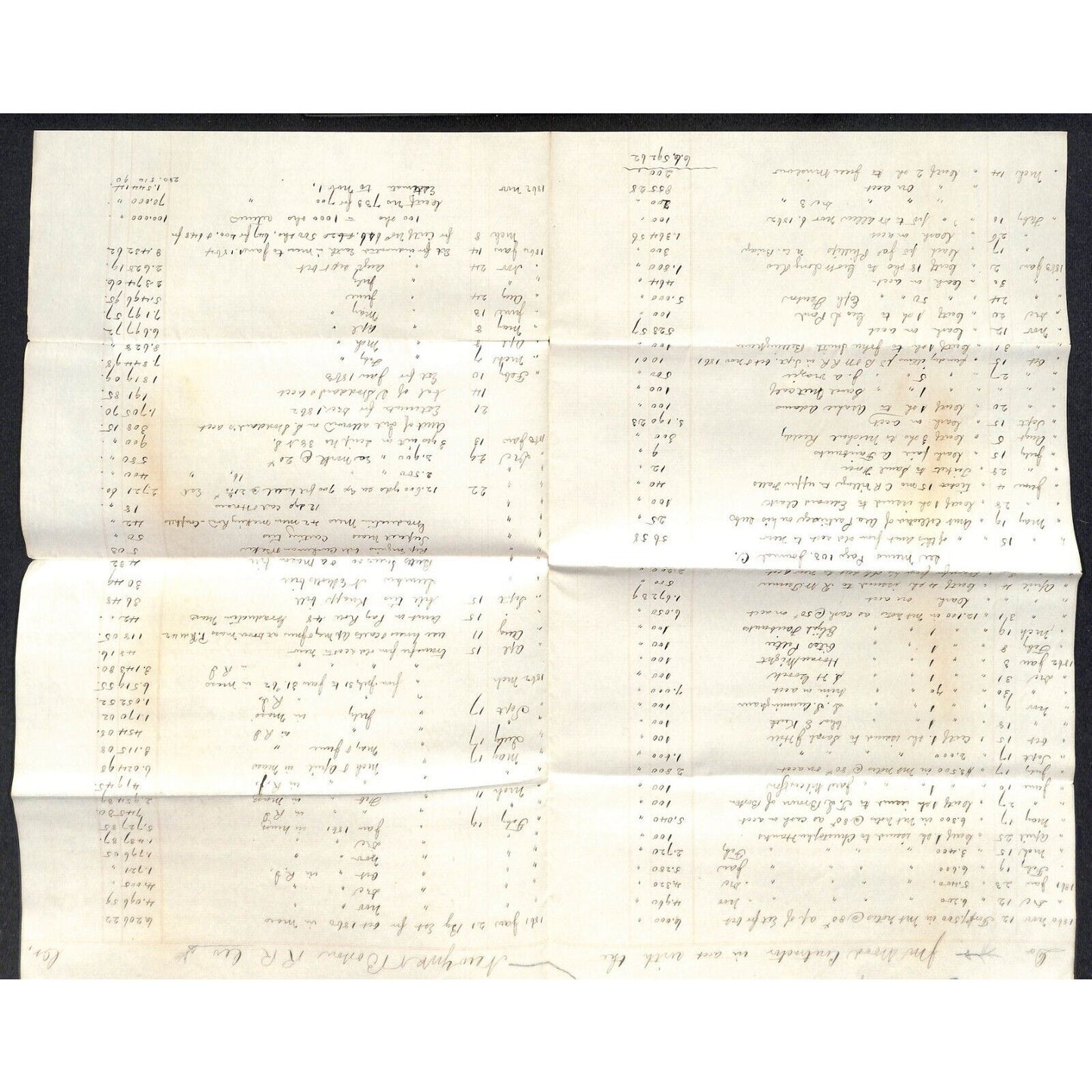 Boston Hartford Erie Railroad 1865 J.M. Wood Contractor Expense Sheet Scarce VG