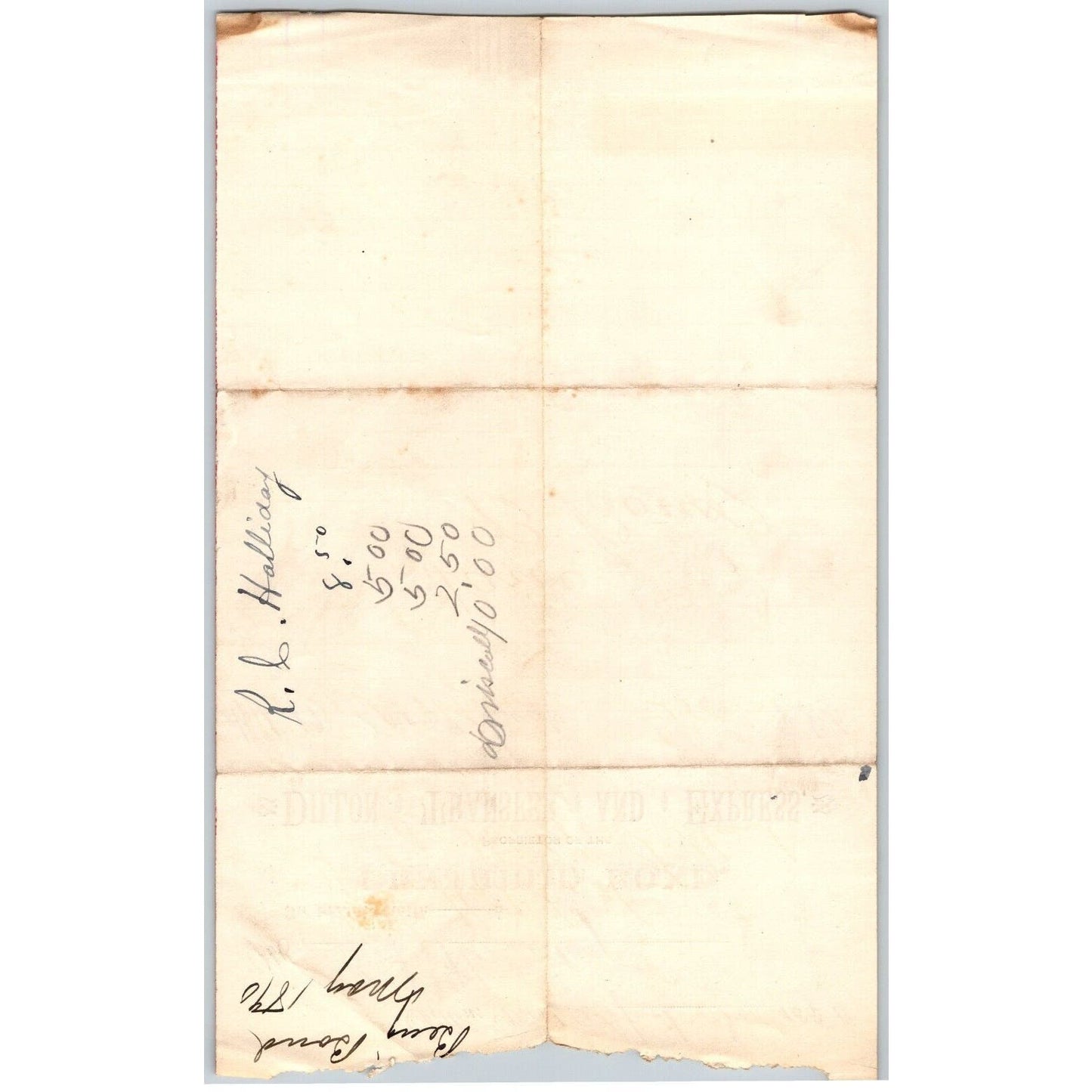Dillon MT Benjamin Bond Dillon Transfer & Express 1890 Billhead R.C. Halliday*