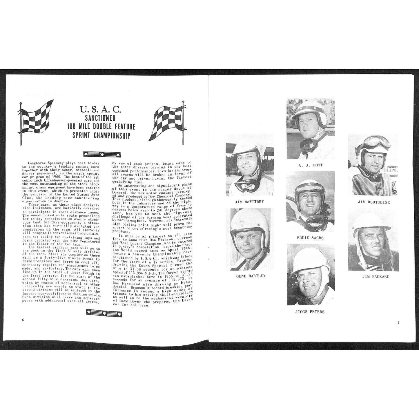 Langhorne Speedway Sprint Car Auto Racing Program 4/24 1960 22pp VGC