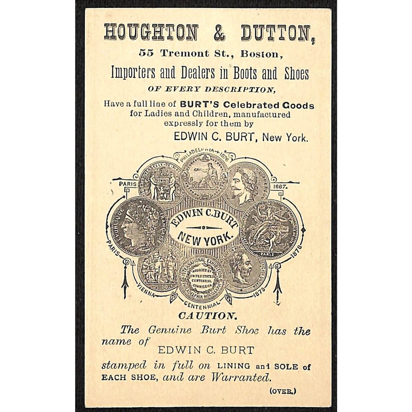 Edwin C. Burt Fine Shoes / Houghton & Dutton Boston Victorian Trade Cupid