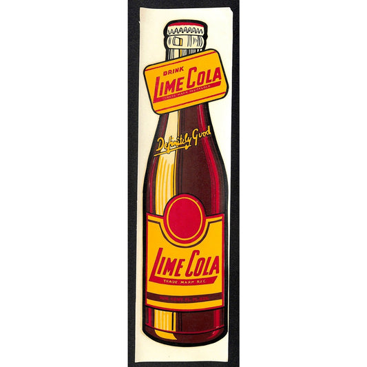 "Drink Lime Cola" Soda Bottle c1950's-60's Water Transfer Decal 2 3/4" x 11" VGC