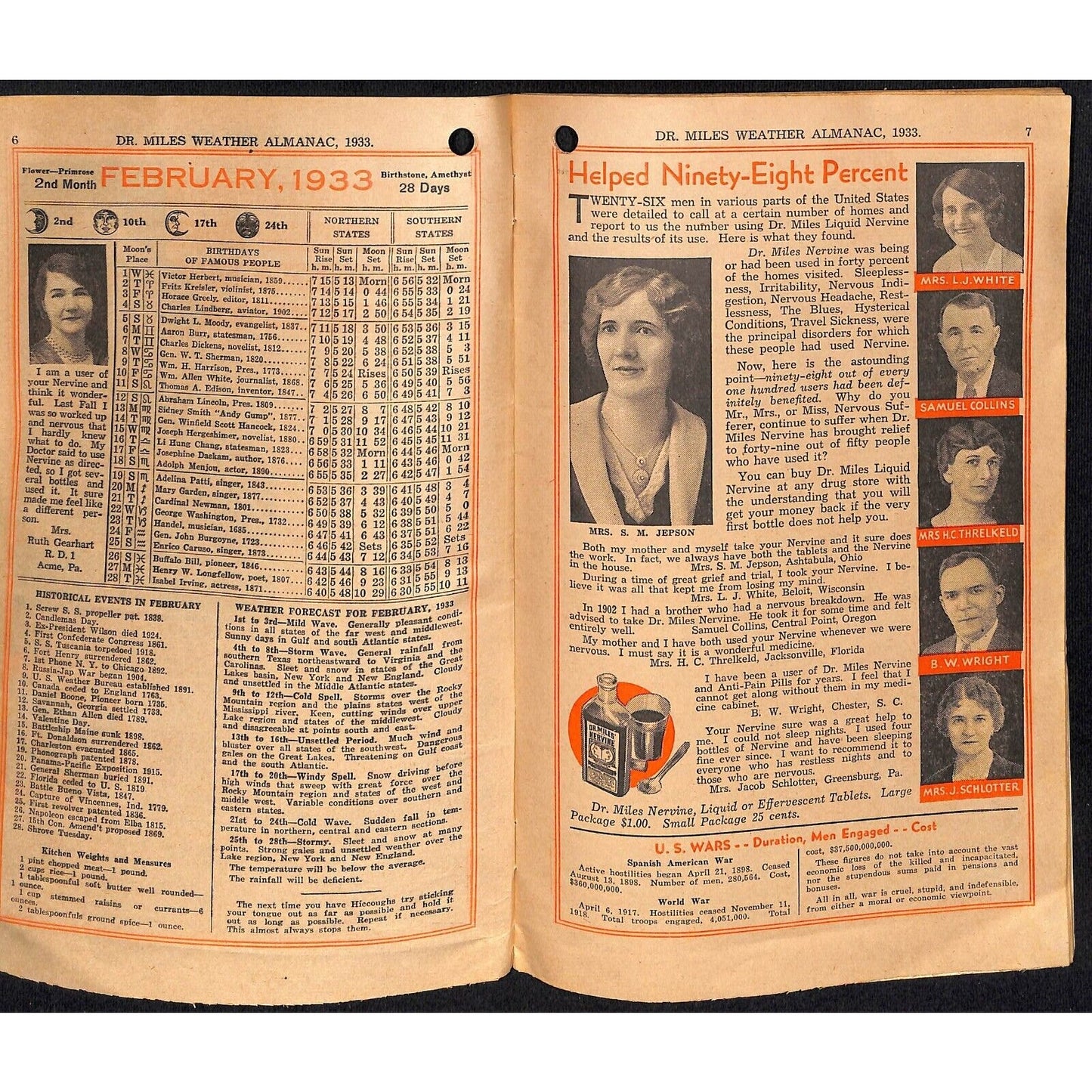 1933 Dr. Mills All Weather Almanac and Handbook 32pp & 1920 Edition in Bad Shape