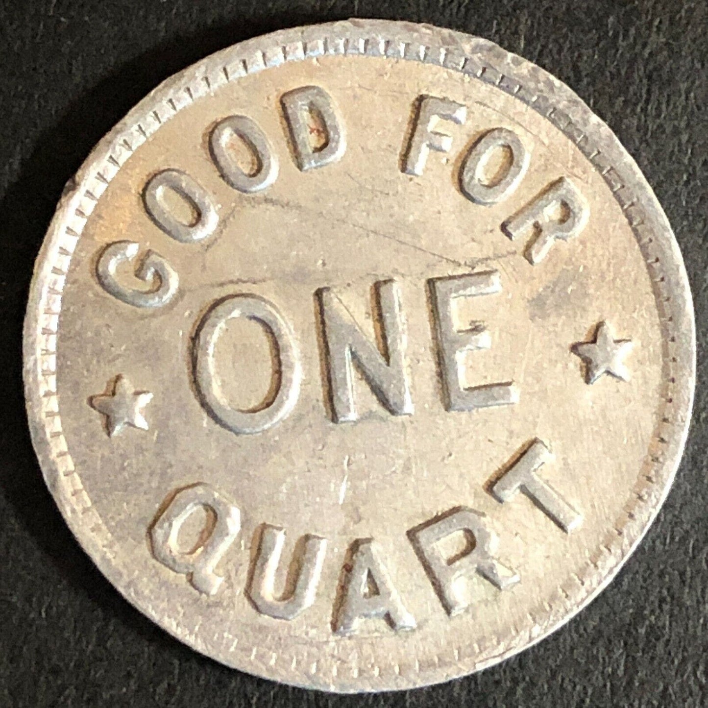 Home Dairy Marysville, CA Alum Trade Token G/F One Quart 24mm - c1920's-40