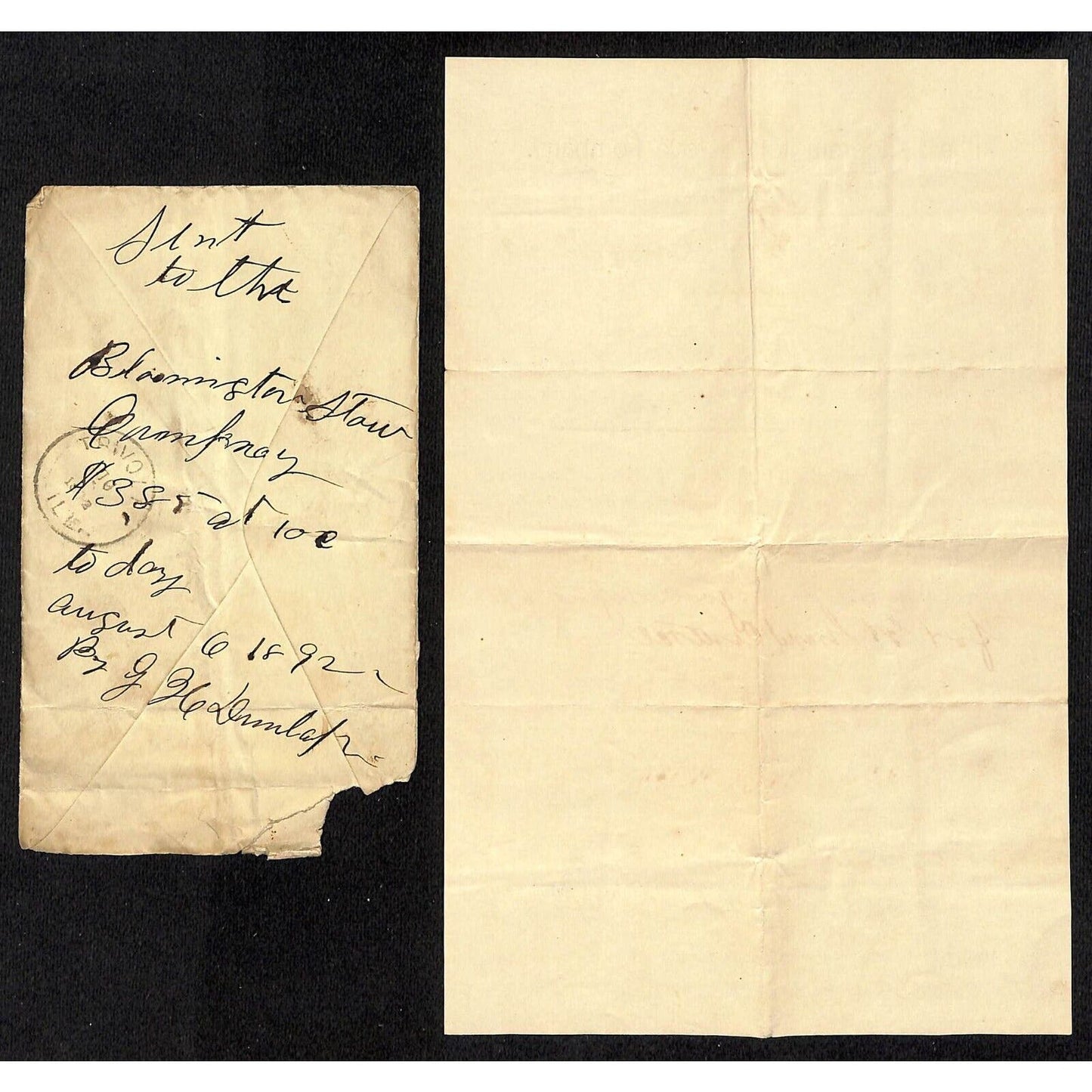 Bloomington Stove Company Illinois 1892 Payment up Front Notice