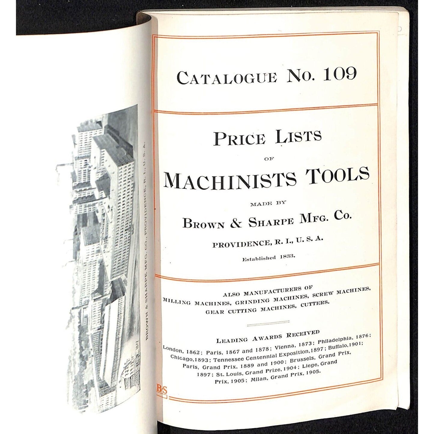 Brown & Sharpe Catalog 109 Mechanical Machinists Tools 183pp w/ Prices c1907 VGC
