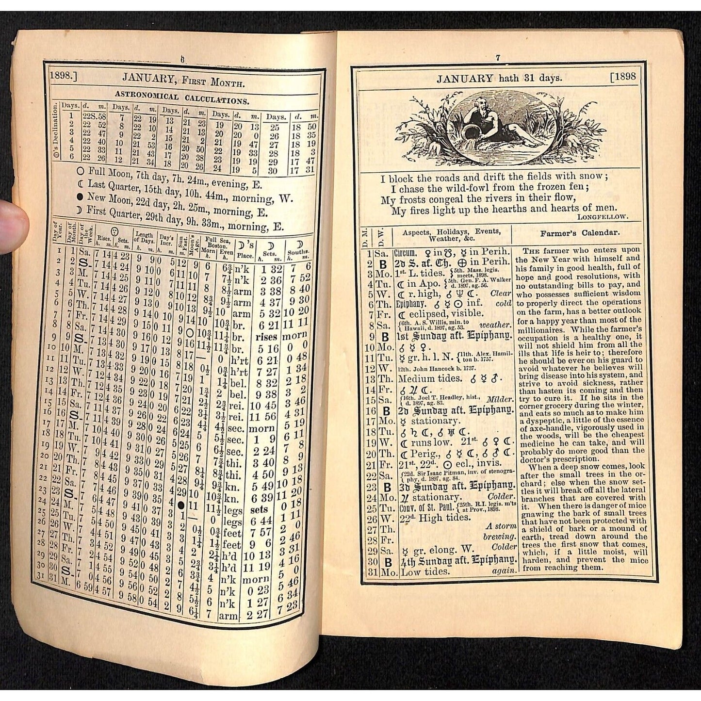 1898 Old Farmer's Almanac 48pp* w/ Early Coca Cola "Brain and Nerve Drink" Ad