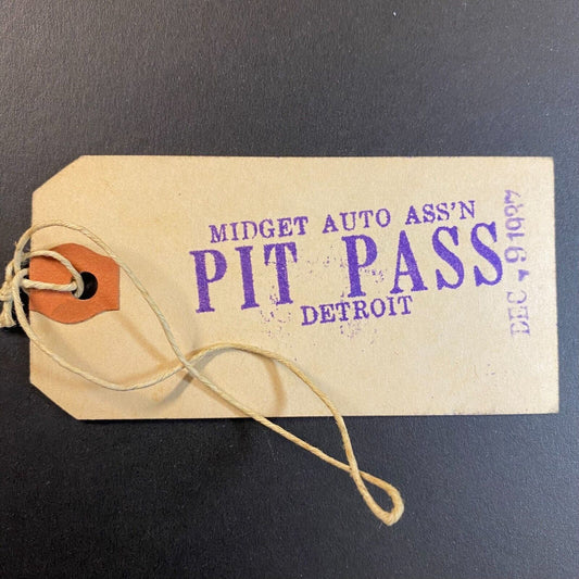 Midget Auto Ass'n (MARA ?) Pit Pass Detroit Dec 9, 1937 - VGC Scarce