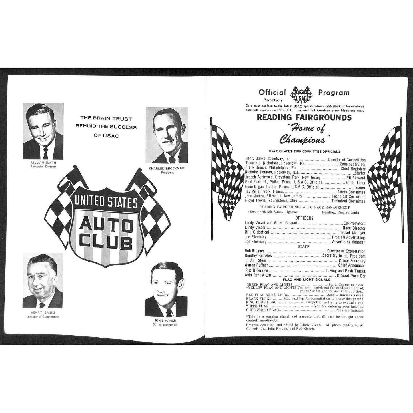 Reading Fairgrounds 1970 USAC Auto Races Program Sprint Car Champion 12pp*