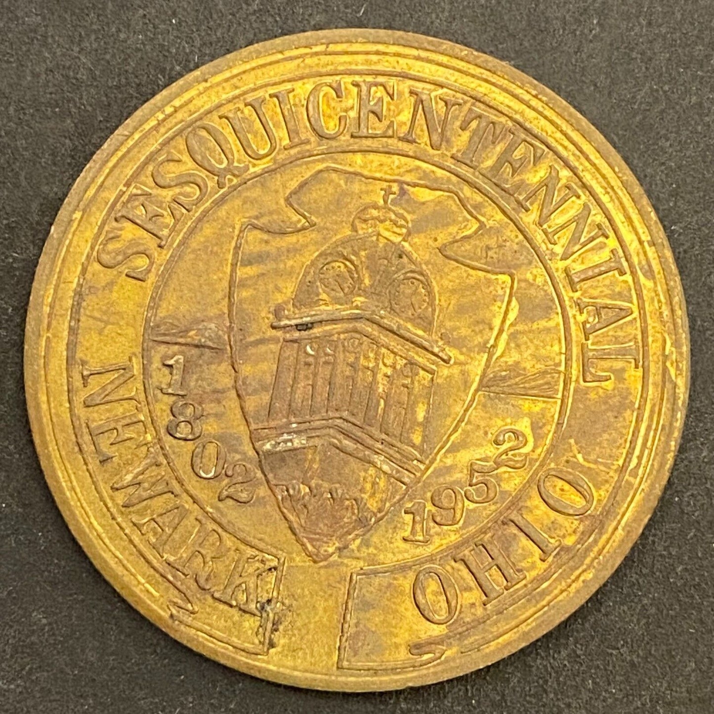 Newark, Ohio Sesquicentennial 1802 - 1952 G/F 50¢ Brass Trade Token 32mm (#5)