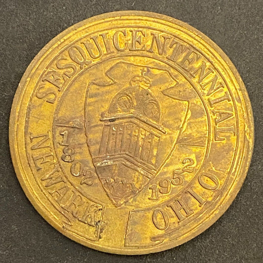 Newark, Ohio Sesquicentennial 1802 - 1952 G/F 50¢ Brass Trade Token 32mm (#5)