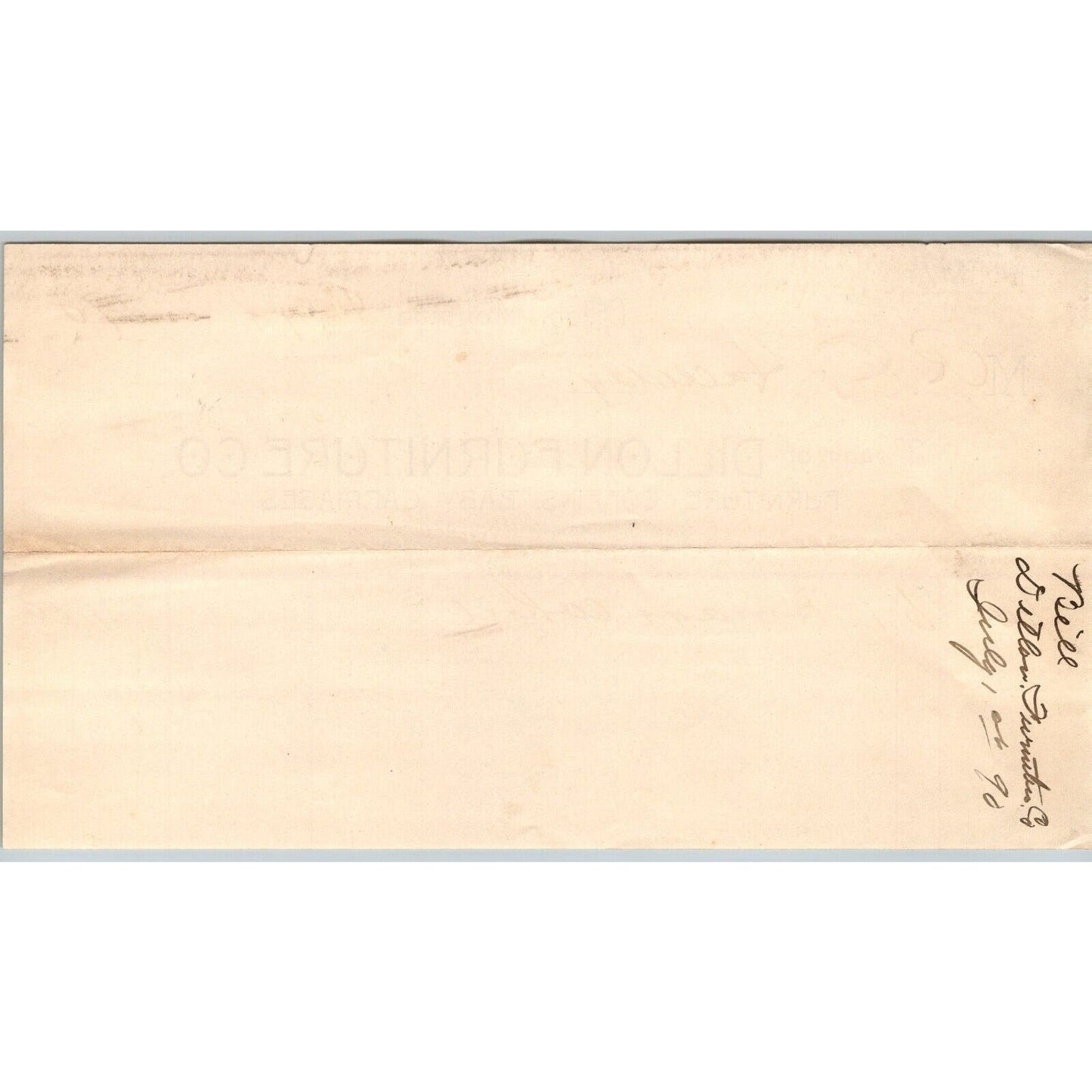 Dillon MT Dillon Furniture 1890 Coffins Baby Carriages Billhead R.C. Halliday*