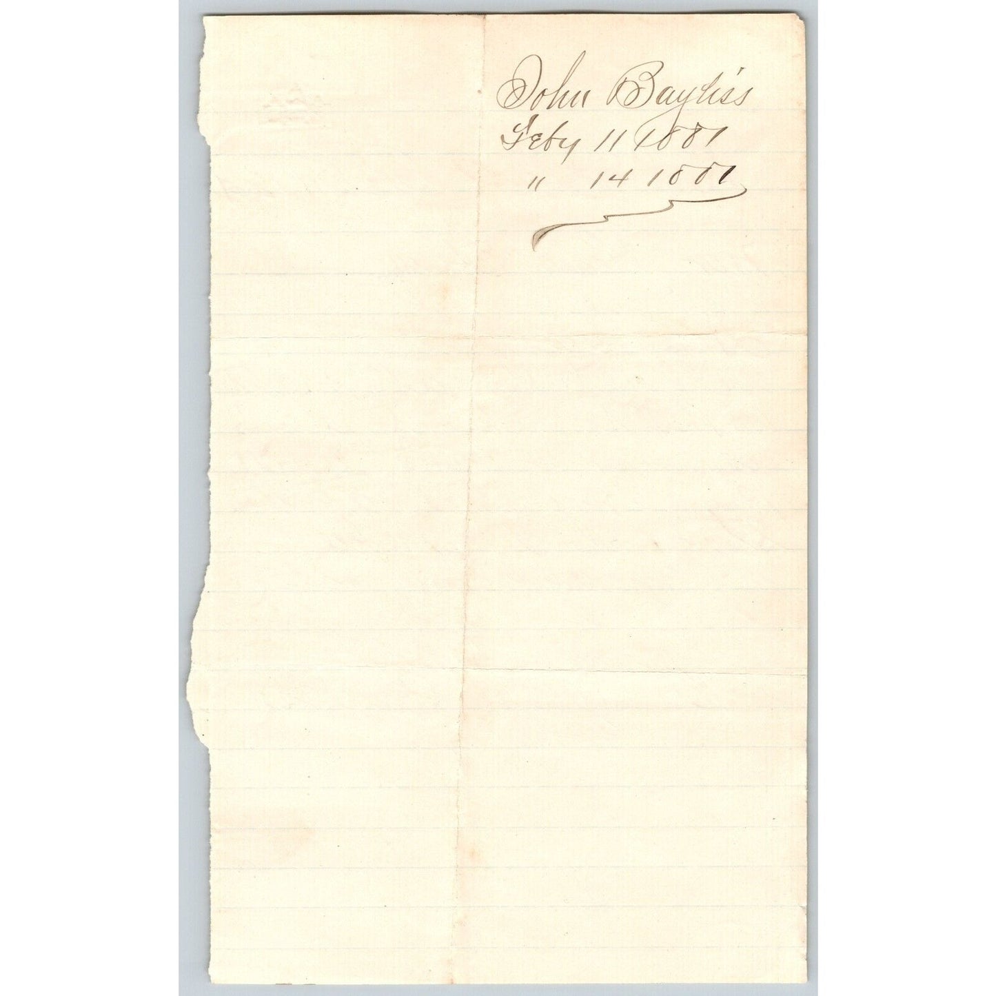 1881 John Bayliss Red Bluff, MT ALS to Henry Elling* "..Will Pay my Bill.."